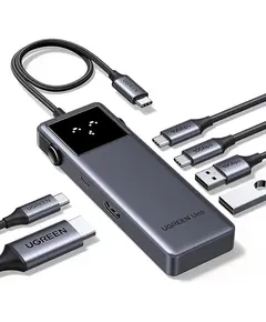 USB-C ჰაბი UGREEN CM888 (35998) Groovy Robot, 6-in-1, HDMI, USB-A, Type-C, HUB, Space Gray  - Primestore.ge