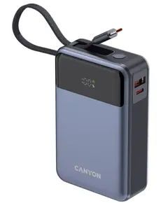 პორტატული დამტენი Canyon Power Bank OnPower 600 built-in cable 20000 mAh PD65W - Dark Grey  - Primestore.ge