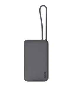 პორტატული დამტენი Aukey PB-Y53 15W 10000mAh Spark Sling Lite Slim Power Bank with Buit-in USB-C Cable - Gray  - Primestore.ge