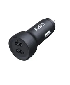 Aukey 65W CC-Y23 Enduro Type-C Dual 2-Port Car Charger - Gray