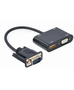 ადაპტერი Gembird A-VGA-HDMI-02 VGA to HDMI + VGA adapter cable 0.15m Black  - Primestore.ge