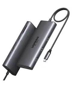 USB-C ჰაბი UGREEN CM639 (15534) Pro 210, HDMI, Type-C, USB-A, PD, RJ45, SD/Micro SD, 10 in 1 USB-C Hub, Grey  - Primestore.ge