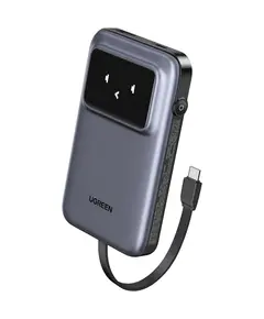 Portable Charger UGREEN PB511 (35603B) Uno, 10000mAh, USB, Type-C, Power Bank With Built In Cable, Grey
