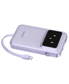 Portable charger UGREEN PB511 (35604B) Uno, 10000mAh, USB, Type-C, Power Bank With Built In Cable, Purple