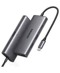 USB-C ჰაბი UGREEN CM498 (15531) Revodok Pro 107, HDMI, USB, SD/TF, Type-C, Hub, Dark Grey  - Primestore.ge