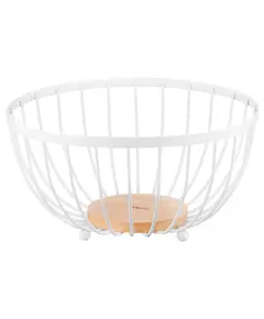 ხილის თასი Ardesto Basket Midori 25х25х13cm, metal, wood, white  - Primestore.ge