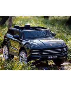 ბავშვის ელექტრო მანქანა porsche WN-608-BLACK, ტყავის სავარძლით - Primestore.ge