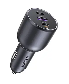 Car charger UGREEN EC705 (35025), 130W, Type-C, USB-A, 3-Port Fast Car Charger, Grey