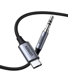 აუდიო ადაპტერი UGREEN CM450 (20192), Type-C Male To 3.5mm Male Audio Cable With Chip, 1m, Black/Grey  - Primestore.ge