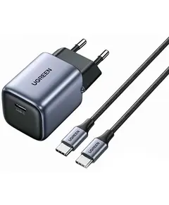UGREEN CD319 (25257) Nexode Charger, 30W, Type-C with Type-C Cable 1m, GaN Fast Charger, Gray