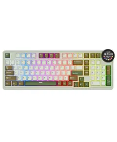 კლავიატურა Royal Kludge RK N99 RGB Mechanical Keyboard, Cream Switch, Hot Swappable, Wireless, USB, Bluetooth, 2.4GHz, Palm Green  - Primestore.ge