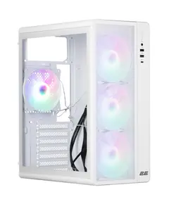 კომპიუტერის ქეისი  2E-V510W, PC case 2E GAMING Credo Plus V510W without PSU, 1xUSB3.0, 1х USB 2.0, 1xUSB Type-C, 4x120mm RGB Rainbow, VGA 310mm, TG Side Panel, ATX, white - Primestore.ge