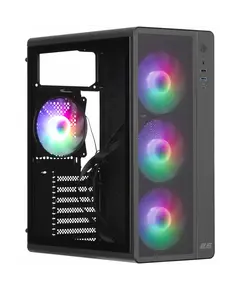 კომპიუტერის ქეისი 2E-V510B, PC case 2E GAMING Credo Plus V510B without PSU, 1xUSB3.0, 1х USB 2.0, 1xUSB Type-C, 4x120mm RGB Rainbow, VGA 310mm, TG Side Panel, ATX, black - Primestore.ge