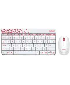 კლავიატურა და მაუსი LOGITECH MK240 Nano Wireless Combo - WHITE/VIVID RED - RUS  - Primestore.ge