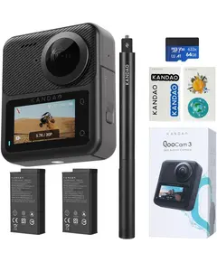 ექშენ კამერა KanDao Q23G-02 QooCam 3, 62MP, 360 Action Camera Travel Combo, Black - Primestore.ge