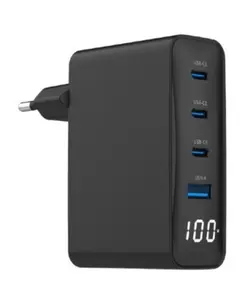 დამტენი Gembird TA-UC-PDQC100LCD-01-BK 4-port 100W GaN USB fast charger LCD Black  - Primestore.ge