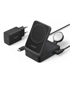პორტატული დამტენი Anker MagGo Wireless Charging Station (15W, Foldable 3-in-1) bundle cable and charger - Primestore.ge