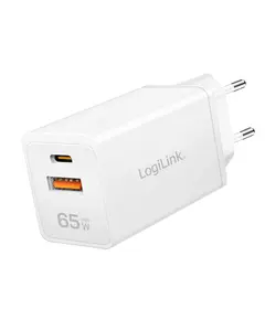 დამტენი Logilink PA0371 1xUSB-C (PD) &amp; 1xUSB-A (QC) GaN Fast Charger 65W White - Primestore.ge