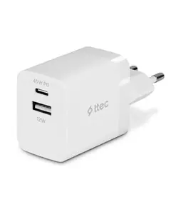 ადაპტერი TTEC SMARTCHARGER DUO PD 45W TRAVEL FAST CHARGER USB-C+USB-A WHITE - Primestore.ge