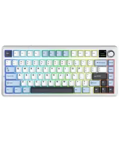 კლავიატურა AULA F75MAX Gasket Wireless Mechanical Keyboard Glacier Blue/White/Purple (Reaper Switch) - Primestore.ge