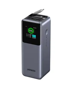 Portable charger UGREEN PB726 (55987B) Nexode, 20000mAh, USB, Type-C, Power Bank With Retractable Type-C Cable, Grey