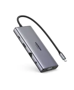 USB-C Hub UGREEN CM639 (45520), Type-C, USB-A, HDMI, VGA, RJ45, SD/TF, 3.5MM, PD, 11-in-1 USB-C Hub, Grey