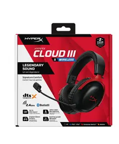 ყურსასმენი HyperX Cloud III S Wireless - Gaming Headset Black-Red - Primestore.ge