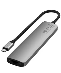 USB ჰაბი SATECHI 7-in-1 USB-C Slim Multiport Adapter with Ethernet (Space Grey) - Primestore.ge