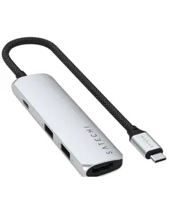 USB ჰაბი SATECHI 4-in-1 USB-C Slim Multiport Adapter 4K (Silver) - Primestore.ge
