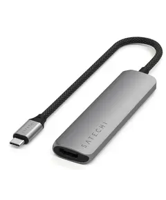 USB ჰაბი SATECHI 4-in-1 USB-C Slim Multiport Adapter 4K (Space Grey) - Primestore.ge