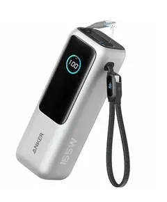 პორტატული დამტენი Anker Power Bank (25K, 165W, Built-In USB-C and Retractable Cable) - Silver - Primestore.ge