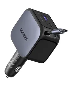 UGREEN EC604 (55910B) Nexode Car Charger, 145W, with Retractable Type-C Cable, Grey