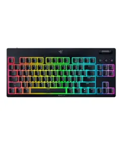 კლავიატურა Razer Keyboard mechanical BlackWidow V4 Low-profile TKL HyperSpeed, 87key, Green Switch, USB-A/WL/BT, EN, RGB, black - Primestore.ge