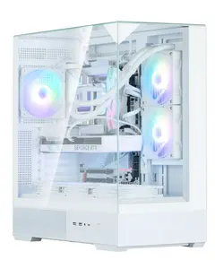 კომპიუტერის ქეისი Zalman PC case P40 Prism without PSU, 2xUSB3.0, 1xUSBType-C, 1x120mm ARGB, VGA 420мм, LCS ready, TG 3x Panels, ATX, white - Primestore.ge