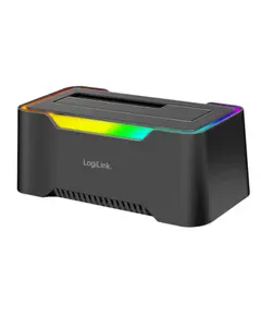 დოქ სადგური Logilink QP0035 USB-C 3.2 Gen 1 2.5" &amp; 3.5" SATA HDD/SSD RGB Docking station Black - Primestore.ge