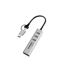 USB ჰაბი Logilink UA0445 USB 3.0 Hub 3xUSB-A SD/microSD Slot 5Gbps Silver - Primestore.ge
