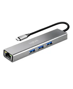 USB ჰაბი Logilink UA0461 USB-C 3-Port Hub Gigabit Adapter 15cm - Primestore.ge