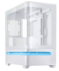 კომპიუტერის ქეისი ASUS Prime AP202 Tempered Glas, without PSU, 2xUSB3.2, 1xUSB Type-C, Tempered Glass side, mATX, WHITE 90DC00P3-B19000 - Primestore.ge