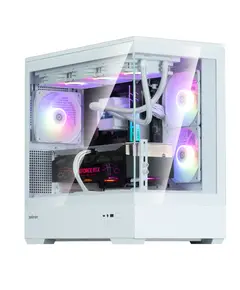 კომპიუტერის ქეისი Zalman Computer case P30 White V2, without PSU, 1xUSB3.0, 1хUSB Type-C, 3x120mm ARGB, TG Front/Side Panel, mATX, White - Primestore.ge