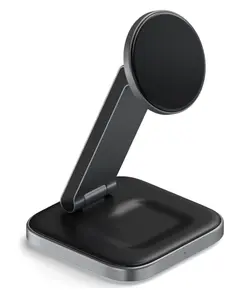 პორტატული დამტენი SATECHI 2-in-1 Foldable Qi2 Wireless Charging Stand (Space Gray) - Primestore.ge