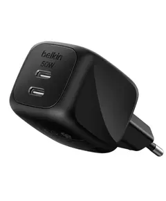 Adapter BELKIN 50w Dual USB-C PD Wall Charger with PPS, Black