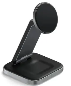 პორტატული დამტენი SATECHI 3-in-1 Foldable Qi2 Wireless Charging Stand (Space Gray) with Type A,C,G plugs - Primestore.ge