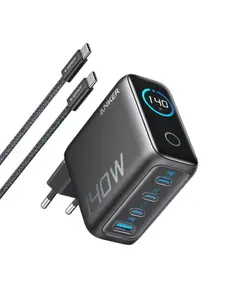 Cable and Adapter Anker Charger (140W, 4-Port, PD 3.1) with USB-C Cable - Silver