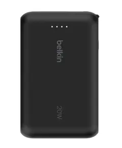 პორტატული დამტენი BELKIN 10k PD20w Integrated USB-C Cable Power Bank, Black - Primestore.ge