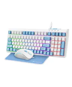 კლავიატურა და მაუსი Havit KB897CM Gaming Keyboard White/Blue - Primestore.ge