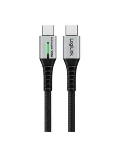 კაბელი Logilink CU0434 4K/60Hz USB Type-C Gen2x2 100W 20Gbps LED Metal Black 2m - Primestore.ge