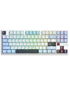 კლავიატურა AULA F87 PRO V2 Tri-Mode RGB Mechanical Keyboard Whire Light Blue/White/Dark Purple (Star Vector Switch) - Primestore.ge