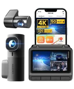 მანქანის ვიდეო რეგისტრატორი DDPAI Z60T, 140°, 4K UHD , WIFI, GPS, Bluetooth, Three-Channel Dashcam, Car Video Recorder, Black - Primestore.ge