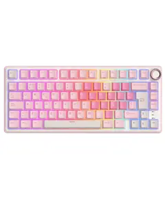 კლავიატურა Royal Kludge RKR75-PM-XW RGB Mechanical Keyboard, Beige Switch, Hot Swappable, Wired, USB, Pink Melody - Primestore.ge