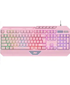 კლავიატურა 2E GAMING Membrane keyboard KG315 110key, USB-A, EN/RU, RGB, pink - Primestore.ge